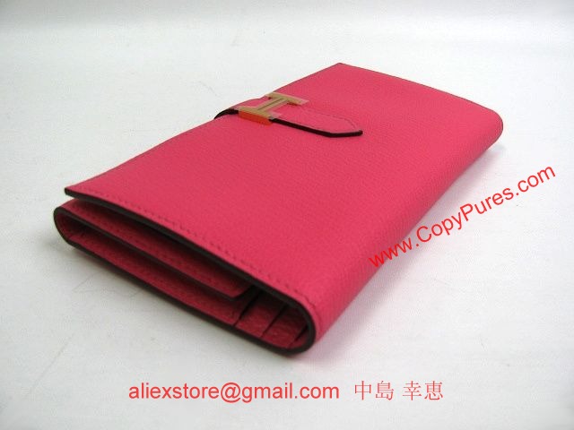 HERMES（エルメス）ベアン三つ折長財布シェーブル/ローズティリアン